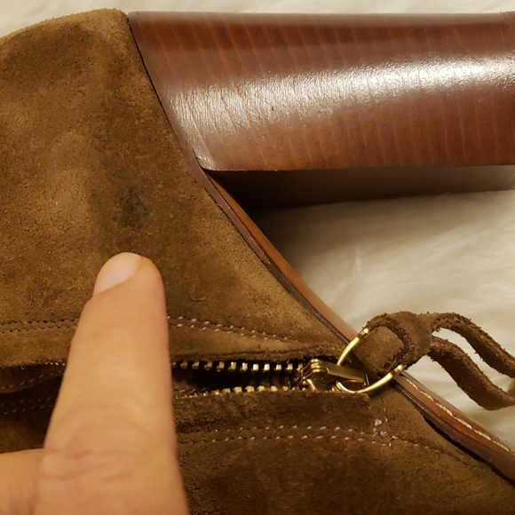 Closed Suede Booties brown size 41 ankle height Leather - Picture 7 of 9